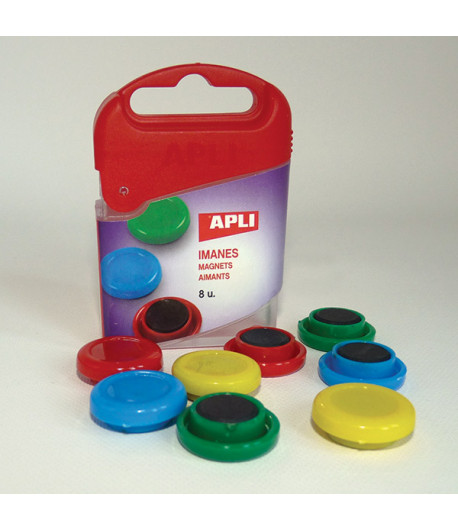 8 Aimants de couleurs assorties - Ø 13 mm