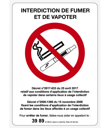 Interdiction de fumer/vapoter - 150 x 210 mm
