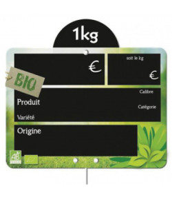 Visuel Etiquette ardoise noire fruits & légumes bio frais - 150 x 110 mm