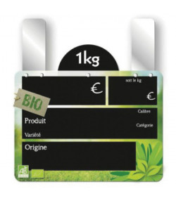 Visuel Etiquette ardoise noire fruits & légumes bio frais - 150 x 110 mm