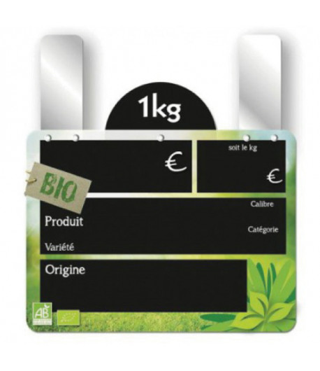 Etiquette ardoise noire fruits & légumes bio frais - 150 x 110 mm