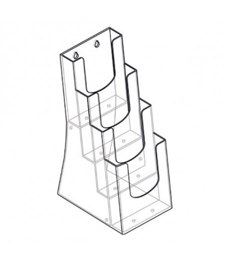 Porte-brochure comptoir 4 bacs - 1/3 de A4 - 100 x 210 mm - Profondeur 30 mm