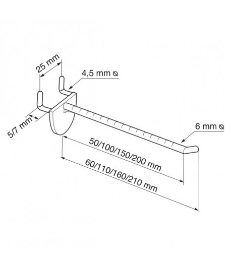 Broche simple pour fond perforé - 25 x 50 mm