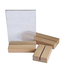 Socle en bois pour porte-affiche - 105 x 75 mm