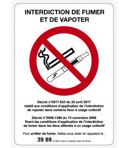 Interdiction de fumer/vapoter - 150 x 210 mm